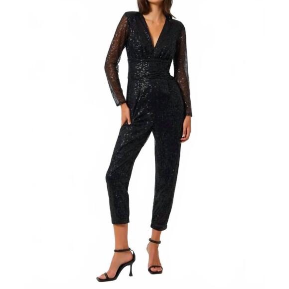 NEW FRENCH CONNECTION dilara embellished jumpsuit in black